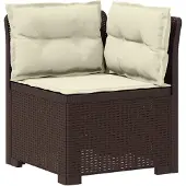 vidaXL 3-Zits Tu bank met Kussens Rattan Look 3-zits PP Bruin
