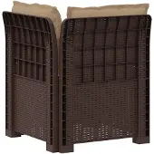 vidaXL Eén-zits Tuin Sofa met Kussens Rieten Look PP Bruin