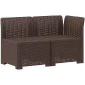 vidaXL Twee-zits Tuin Sofa met Kussens Rieten Look 2-zits PP Bruin