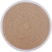 vidaXL Jute Placemat 6 st Natuurlijk en Wit 100% Tossa Jute