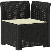 vidaXL Twee-zits Tuin Sofa met Kussens Rieten Look 2-zits PP Antraciet