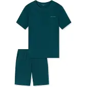 Schiesser Pyjama kort ' Modern Bonded ' petrol / donkergroen