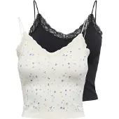 ONLY Top 'ONLVIGGA' lichtblauw / zwart / wit