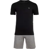Emporio Armani Pyjama kort grijs gemêleerd / zwart
