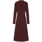 HUGO Slim-fit midi-jurk met keyhole-polokraag Maat S