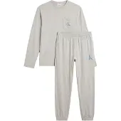 Calvin Klein Underwear Pyjama lang royal blue/koningsblauw / grijs gemêleerd / wit