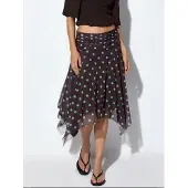 Busem Hoge Taille Polkadot Midi A-Lijn Rok