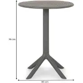 Idimex Tuintafel LUZ, rond met gaaspatroon - grijs