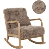 Beliani SKOVDE - Schommelstoel - Taupe - Kunstbont