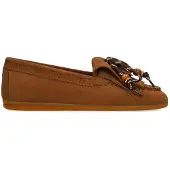Manfield Cognac suède loafers met veters | Maat 39