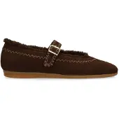 Manfield Donkerbruine suède ballerina's | Maat 41