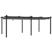 vidaXL Prieel met uittrekbaar dak 3x6 m aluminium antracietkleurig