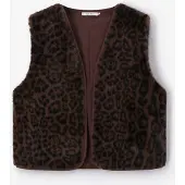 Sissy-Boy Donkerbruin Faux Fur Leopard Print Gilet | Maat: M