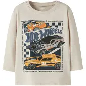 Name it Shirt 'NMMJunior Hotwheels' beige gemêleerd / donkergrijs / lichtoranje