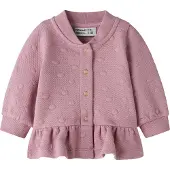 Name it BABY sweatvest - roze Meisjes Stretchkatoen Ronde hals Effen - maat 74