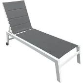Happy Garden BARBADOS ligstoel in grijs textilene - wit aluminium