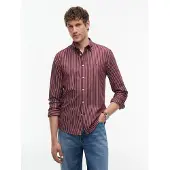 Tommy Hilfiger Overhemd 'Flex' karmijnrood / wit