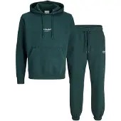 Jack & Jones Joggingpak 'JJESOHO' donkergroen / wit