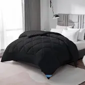 Famanu – Dekbed 135 x 200 cm, 4 seizoenen, microvezel, ademend, zwart
