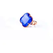 Sophie model Fiori ring in zilver roze verguld kobaltblauw