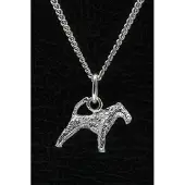MOOYE ® - Collectie Zilveren Lakeland terrier met staart ketting hanger - klein