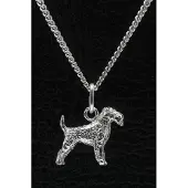 MOOYE ® - Collectie Zilveren Airedale terrier ketting hanger - klein