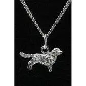 MOOYE ® - Collectie Zilveren Clumber spaniel met staart ketting hanger - klein