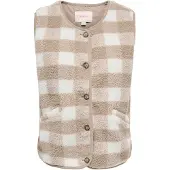 ONLY Gebreid vest 'ONLBABY' taupe / wit