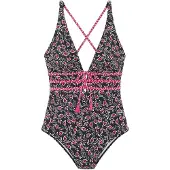 LASCANA Badpak magenta / zwart / wit