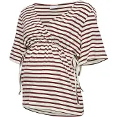 Mamalicious Shirt 'MLGiovanna Tess' beige / karmijnrood