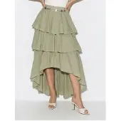 Bianco Hoog-Waisted Katoenen Poplin Midi-Rok