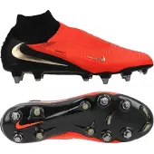 Nike Phantom 6 High Elite IJzeren-Nop Voetbalschoenen (SG) Zwart Felrood Goud