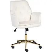 Beliani CELARA - Bureaustoel - Wit - Fluweel