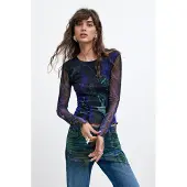 Desigual Shirt turquoise / violetblauw / zwart