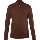 JP 1880 Regular Fit Half-Zip Sweater Mokka-bruin, Effen