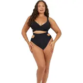 Brave Soul Wikkeltop-bikiniset voor dames (Zwart)