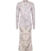 Philipp Plein Tulle Maxi Dress Open Back Butterfly Tattoo