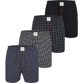 Phil&Co. Heren wijde boxershorts mulitpack 4-pack zwart