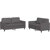 vidaXL 2-delige Loungeset met kussens kunstleer grijs