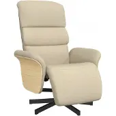 vidaXL Fauteuil verstelbaar met voetensteun stof crèmekleurig