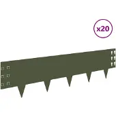 vidaXL Grasmaaiersiering, 20 stuks, 100 x 25 cm, staal, olijgroen