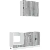 vidaXL Keukenblok LUCCA 5 st Grijs Sonoma Bewerkt hout