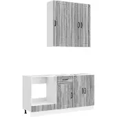 vidaXL Keukenblok LUCCA 5 st Grijs Sonoma Bewerkt hout
