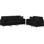 vidaXL 2-delige Loungeset met kussens stof zwart