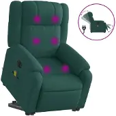 vidaXL Sta-op-massagestoel elektrisch verstelbaar stof donkergroen