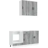 vidaXL Keukenblok PORTO 5 st Grijs Sonoma Bewerkt hout