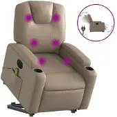 vidaXL Sta-op-massagestoel elektrisch kunstleer cappuccinokleurig