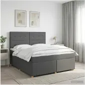 vidaXL Boxspringbed met matras Donkergrijs 140 x 200 cm Stof