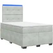 vidaXL Boxspringbed met matras, lichtgrijs, 120 x 190 cm, fluweel