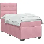 vidaXL Boxspringbed met matras met hoofdeinde Roze 90 x 200 cm Fluweel